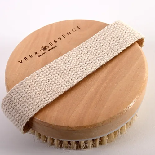 Vista 9 de Cepillo corporal seco para mujeres y hombres, cepillo corporal exfoliante con cerdas naturales de jabalí, removedor de piel muerta, cepillo de piel