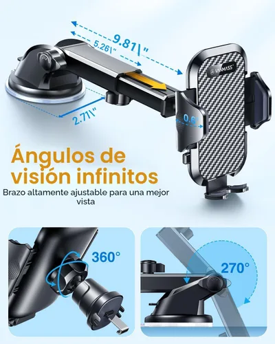 Vista 9 de VANMASS - Soporte para teléfono de automóvil 2026, de grado militar, con succión y clip para parabrisas. Soporte para pared y ducha de teléfono