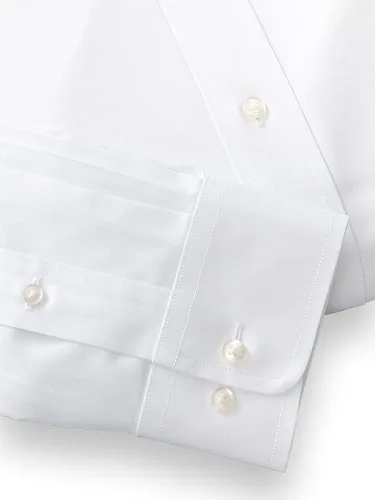 Vista 4 de Paul Fredrick Camisa de vestir para hombre de algodón sin planchado cuello con pestaña a presión