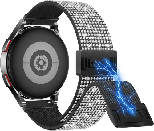 Vista 18 de LETOID Correas para Samsung Galaxy Watch para Mujeres, Correa de Nylon Elástica con Brillos Diseñada para Samsung Galaxy Watch 8/7/6/5/4/FE, Active