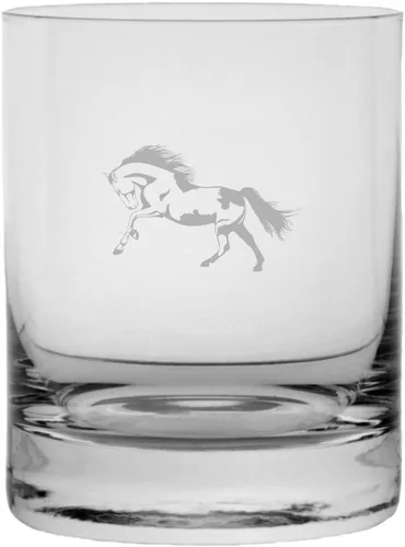 Vista 39 de Abaco Barb - Vaso de whisky con temática de caballo grabado (10.25 onzas)