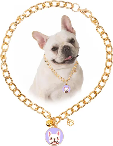 Vista 17 de HOWWFALY Collar para Perro y Cadena Collar para Gato de Acero Inoxidable Ajustable Collar en Forma de Corazón de Oro 18K para Mascotas Pequeñas