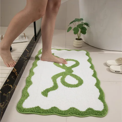 Vista 21 de Tapete de baño festoneado negro de 26 x 18 pulgadas, tapetes de baño suaves y absorbentes, lavables a máquina, de microfibra, para bañeras, lavabos