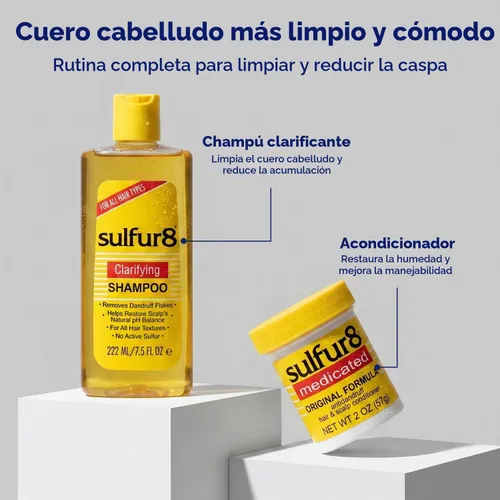 Vista 2 de Sulfur8 Champú aclarante anticaspa para el cuidado del cabello y el cuero cabelludo, 7.5 onzas + acondicionador de 2 onzas Duo – Control medicado