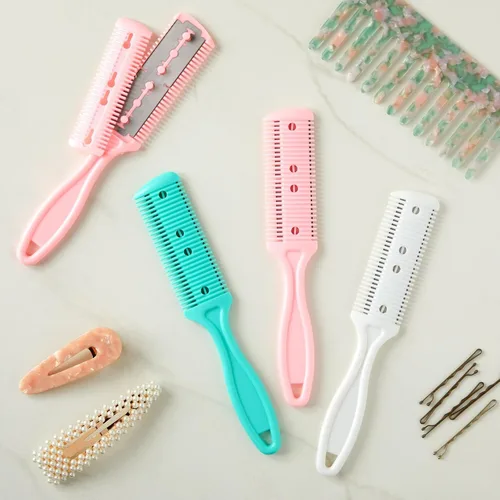 Vista 3 de Glamlily Juego de peine de afeitar para adelgazar el cabello, recortadora de extremo dividido, peine adelgazante sin esfuerzo, paquete de 4 a 7.1 x