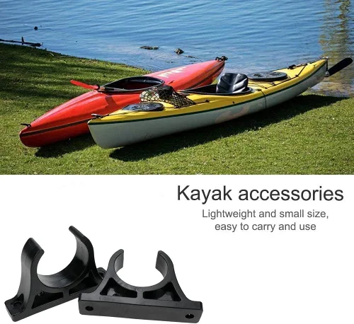 Vista 5 de Quluxe Soporte de clip de paleta de 4 piezas, plástico, negro para canoas, kayaks, pontones, accesorios de kayak