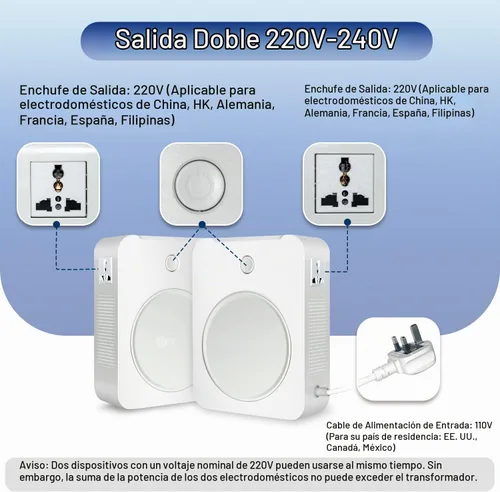 Vista 4 de MYOYAY Convertidor de voltaje elevador de 2000 W de 110 V a 220 V, transformador de potencia resistente con protección de disyuntores, convertidor