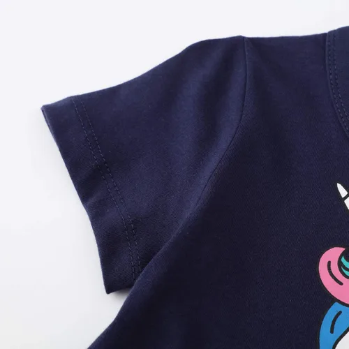 Vista 5 de HOMAGIC2WE Vestido casual de algodón de manga corta para niñas pequeñas, vestidos básicos para leggings