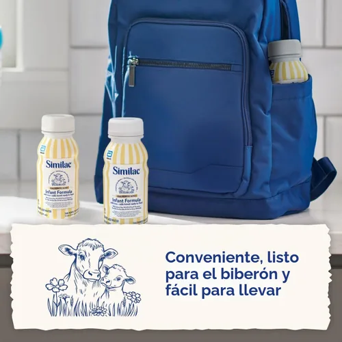 Vista 10 de Similac Mezcla prebiótica doble, fórmula para bebés con hierro, lista para alimentar, 0-12 meses, botella de 8 onzas líquidas, paquete de 24