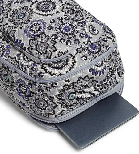 Vista 6 de Vera Bradley Mochila grande de algodón para mujer, Medallón Tranquil - Algodón Reciclado