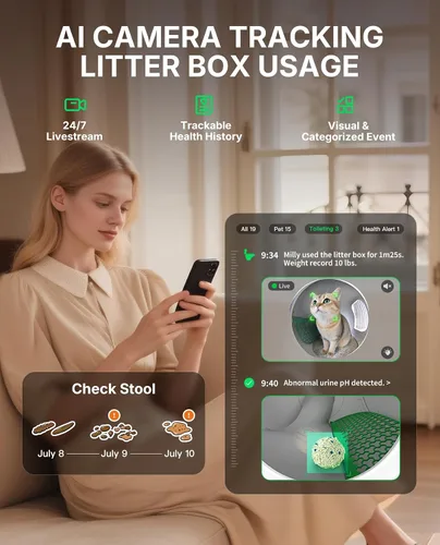 Vista 3 de PETKIT Purobot Max Pro2 - Caja de arena automática para gatos con cámara AI