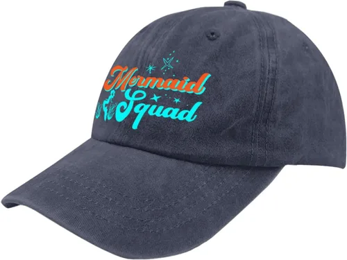 Vista 2 de Mermaid Squads Cap Womens Summer Hat Navy Blue Womens Beach Hat Gifts for Men Workout Cap