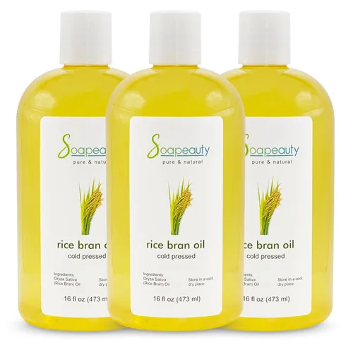 Vista 9 de Soapeauty Aceite de salvado de arroz prensado en frío 100% puro y natural disponible a granel Portador para aceites esenciales, cara, cabello