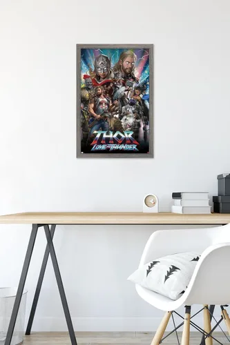 Vista 6 de Trends International Marvel Thor: Love and Thunder - Póster de pared increíble, 14.725 x 22.375 pulgadas, versión enmarcada de madera de granero