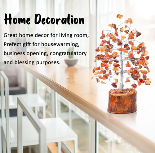Vista 2 de Crocon® Bonsái de árbol de cristal curativo de cornalina, decoración de escritorio para mujer, decoración de habitación y oficina, regalo