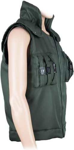 Vista 4 de Chaleco de disfraz de anime para adultos, sin mangas, abrigo delgado, verde militar, XL, M