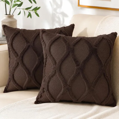 Vista 46 de decorUhome - Juego de 2 fundas de cojín decorativas para primavera de 16 x 16 pulgadas, fundas de almohada afelpadas de lana y piel sintética suave