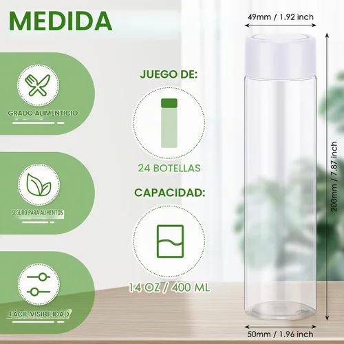 Vista 2 de Zhehao 24 botellas sensoriales vacías con tapas, botellas de agua