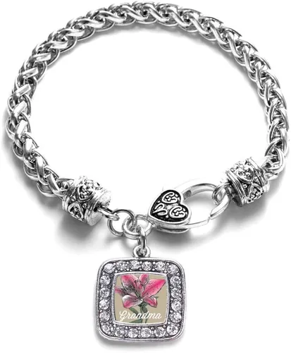 Vista 118 de Pulsera de dijes cuadrados de plata con joyería de circonita cúbica