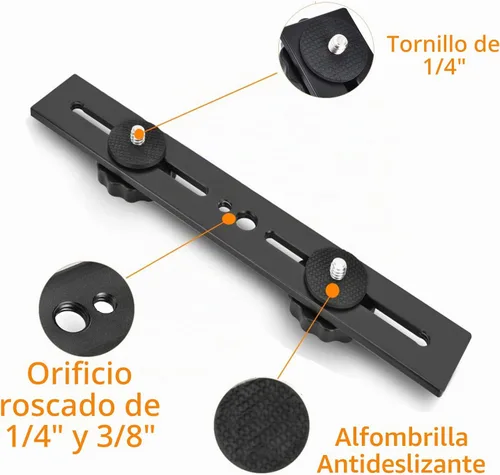 Vista 2 de Soporte de flash dual 8in/20.3cm Soporte de trípode de montaje de cámara con tornillo de 1/4 soporte de luz de flash para micrófono de luz LED 3D