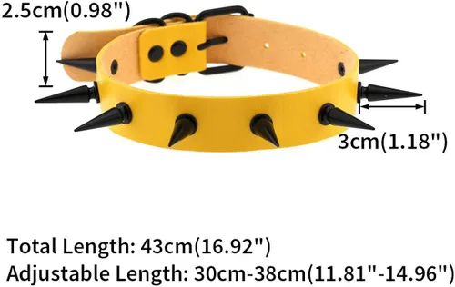 Vista 2 de FM FM42 Unisex Multicolor Simulated Leather PU Black-toneSilver-tone Spikes Rivets Spiked Punk Rock Gothic Choker Collar Necklace