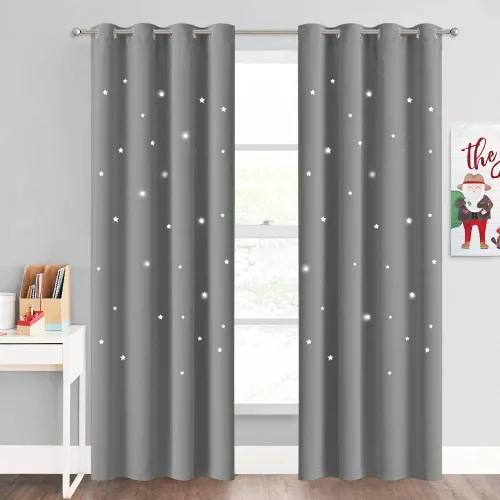 Vista 20 de NICETOWN - Cortinas de oscurecimiento de habitación con estrellas en rosa bebé, de 45 pulgadas de largo para dormitorio de niñas, cortinas