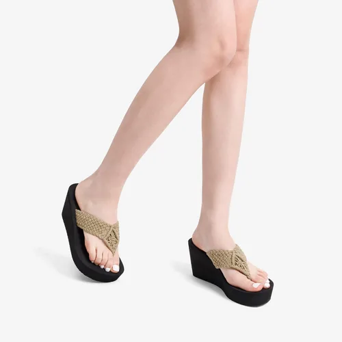 Vista 6 de DREAM PAIRS Women's Platform Flip Flop Arch Support Comfortable Woven Strap Soft Cushion Wedge Flip Flops Summer Thong Sandals