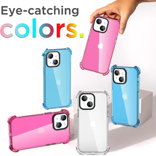 Vista 3 de AICase Funda Rebote Rosa Neón Brillante Compatible con iPhone 15, Transparente a Prueba de Impactos Resistente a Golpes Linda Femenina Adolescente