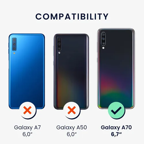 Vista 2 de kwmobile Funda compatible con Samsung Galaxy A70 - Funda protectora de silicona TPU suave y delgada, color negro mate
