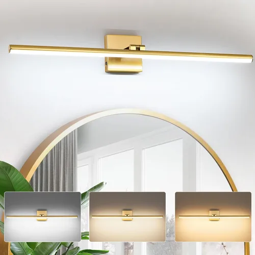 Vista 16 de Lámpara LED para tocador de baño, moderna lámpara de baño sobre el espejo (blanco frío 6000 K), barra de luz de tocador con ángulo ajustable, 24
