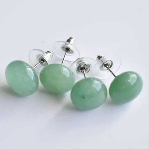Vista 6 de 10 pendientes de piedra natural cuentas redondas de cuarzo de cristal color plateado joyería de moda para mujeres y niñas color del metal piedra