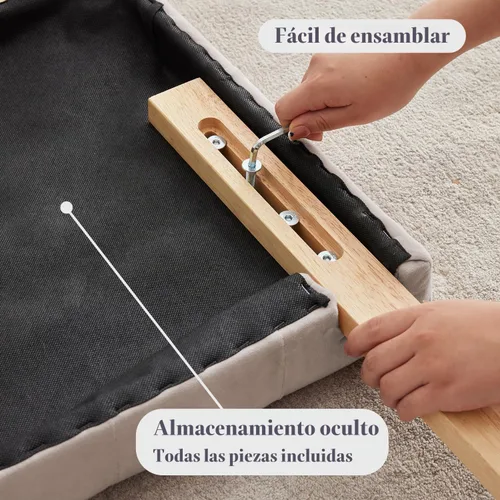Vista 8 de Kingfun Cabecera tapizada de tamaño Queen solamente, cabeceros capitoné de lino de alta calidad, cabecero ajustable de madera maciza, cabecera Beige