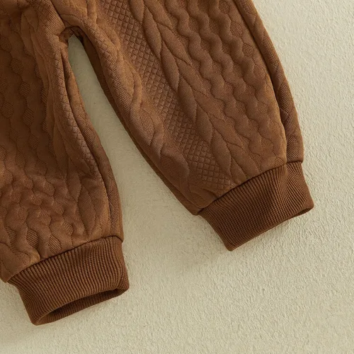 Vista 9 de Conjunto de 2 piezas de ropa para bebé niña y niño, sudadera con letras de mamá y niño, conjunto de 2 piezas White Brown