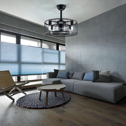 Vista 6 de Ventiladores de techo de 18 pulgadas con luces, moderno ventilador de techo cerrado para interiores con control remoto con opciones