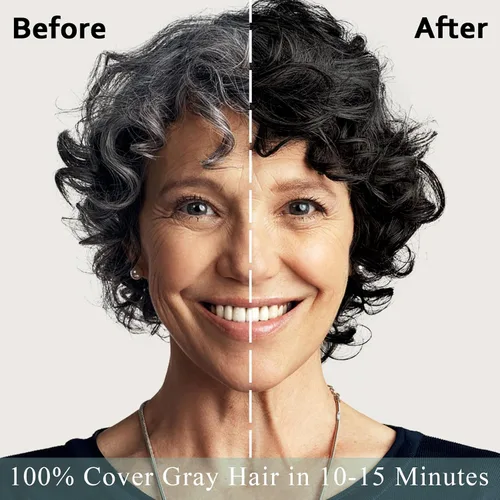 Vista 4 de Fvquhvo Champú de tinte para cabello negro, champú de color de cabello para cabello gris, champú instantáneo para cabello negro, Champu para Canas