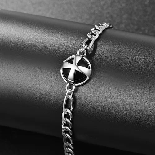 Vista 5 de ADMETUS 925 Sterling Silver Amulet Bracelet Cross Bracelet for Men with 72 Adjustable Chain