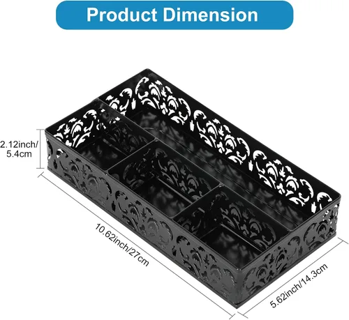 Vista 7 de EasyPAG - organizador de cajón de colección, labrado con patrón de flores, Negro