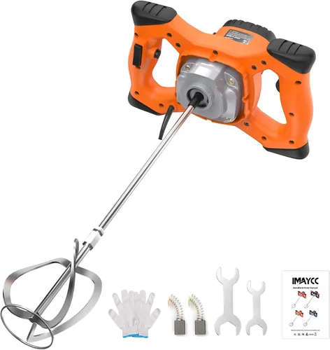 Vista 8 de IMAYCC Mezclador de cemento de mano, mezclador de concreto portátil, taladro de mezcla de 6 velocidades de 110V, mezclador de taladro de 2100W