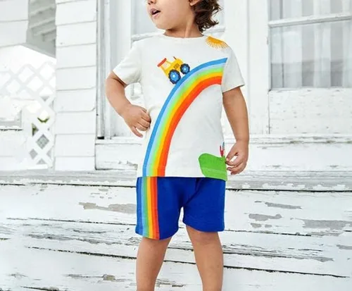 Vista 7 de warmstraw Conjunto corto de algodón para niños pequeños, camiseta y camiseta de manga corta, 2 piezas