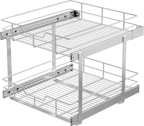 Vista 19 de Organizador de gabinete extraíble de 9 pulgadas de ancho x 17 pulgadas de profundidad, cajones deslizantes para organizadores de cocina