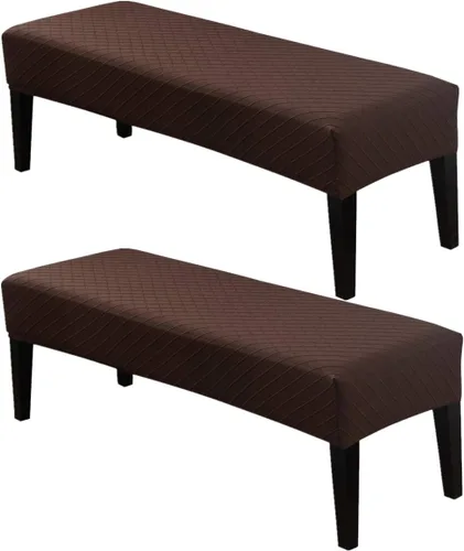 Vista 21 de Fundas de banco de comedor de jacquard tapizado de elastano elástico, funda de banco de alta elasticidad, protectores de banco extraíbles y lavables