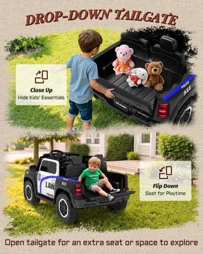Vista 7 de First Ride On RAM 1500 RHO 24V - Coche de policía de 2 plazas para niños Negro