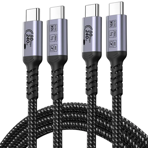 Vista 18 de Paquete de 2 cables USB 4 de 1 pie, cable USB C a USB C de 240 W, transferencia de datos de alta velocidad de 40 Gbps y salida de video de pantalla
