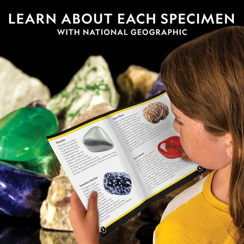 Vista 4 de National Geographic Rocks & Mineral Collection - Caja de colección de rocas para niños con 15 piedras preciosas y cristales, geología para niños