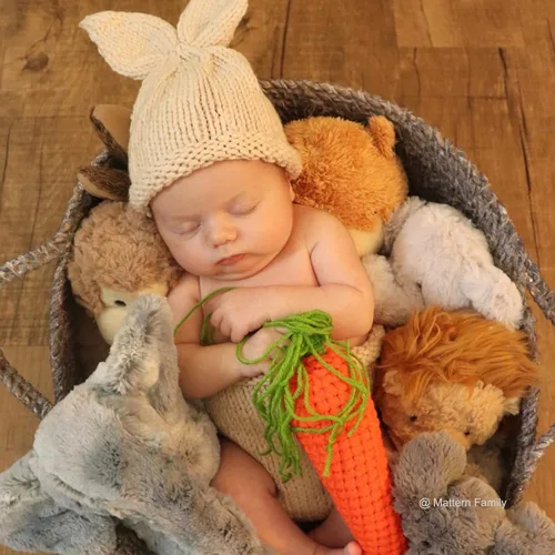 Vista 7 de ISOCUTE Newborn Photography Props Baby Easter Bunny Outfits Handmade Crochet Rabbit Set