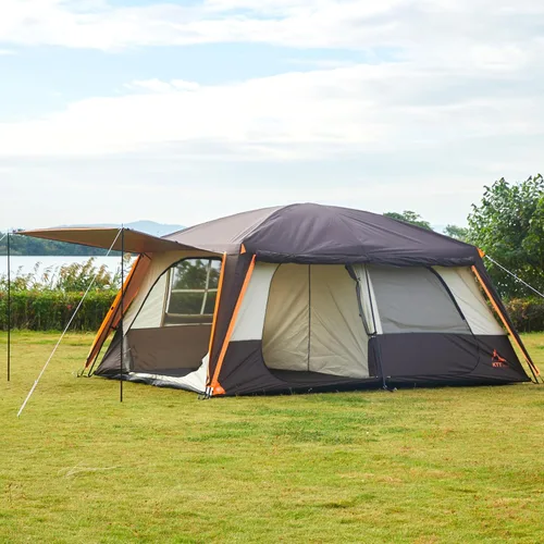 Vista 13 de KTT Extra Large Tent 6-12-14 Person,Family Cabin Tents,2 Rooms,3 Doors and 3 Windows with Mesh,Straight Wall,Waterproof,Double Layer,Big Tent for