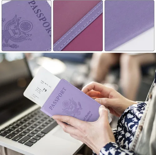 Vista 3 de TIGARI Fundas para pasaporte para pasaporte fundas para pasaporte y vacuna tarjetas combinadas estuche ultra delgado para pasaporte para mujeres