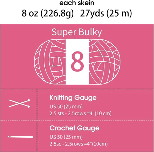 Vista 8 de MABOZOO Paquete de 8 ovillos de hilo grueso surtido para crochet - Chenilla jumbo esponjosa, hilo suave y voluminoso para tejer a mano o con los Rojo