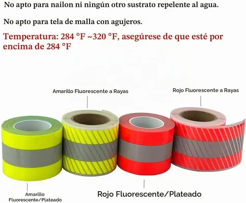 Vista 4 de Cinta de Vinilo Reflectante de Transferencia de Calor de Alta Visibilidad para Planchar en Ropa 2 pulgadas x 5 yardas (Rojo Fluorescente/Plata)