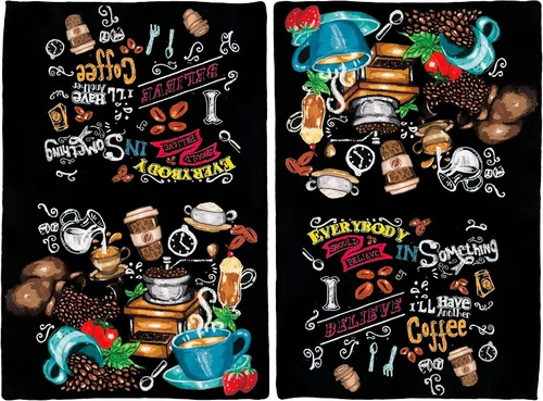 Vista 2 de Barista Coffee House - Juego de toallas de mano de microfibra, 24 x 16 pulgadas, 2 piezas